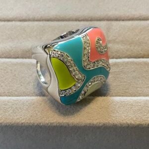 Colorful Enamel Sterling Silver Ring